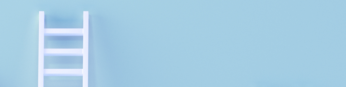 White ladder on blue background